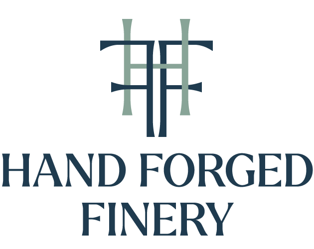 Hand Forged Finery's House Signature logo with monogram to the left of the company name